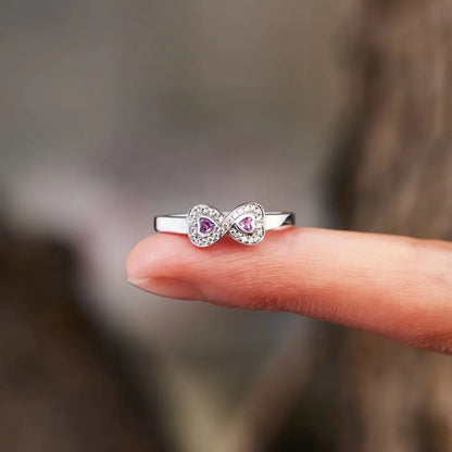 Infinity Double Pink or Purple CZ Stones 925 Sterling Silver Women's Ring