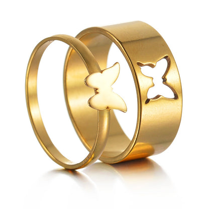 Butterfly Stainless Steel Unisex Rings (2pc/set)
