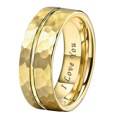 8mm I Love You Engraved Hammered Unisex Rings (2 Colors)