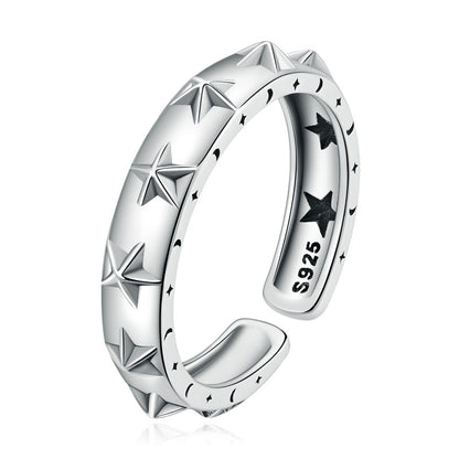 Butterflies & Stars 925 Sterling Silver Adjustable Women's Ring