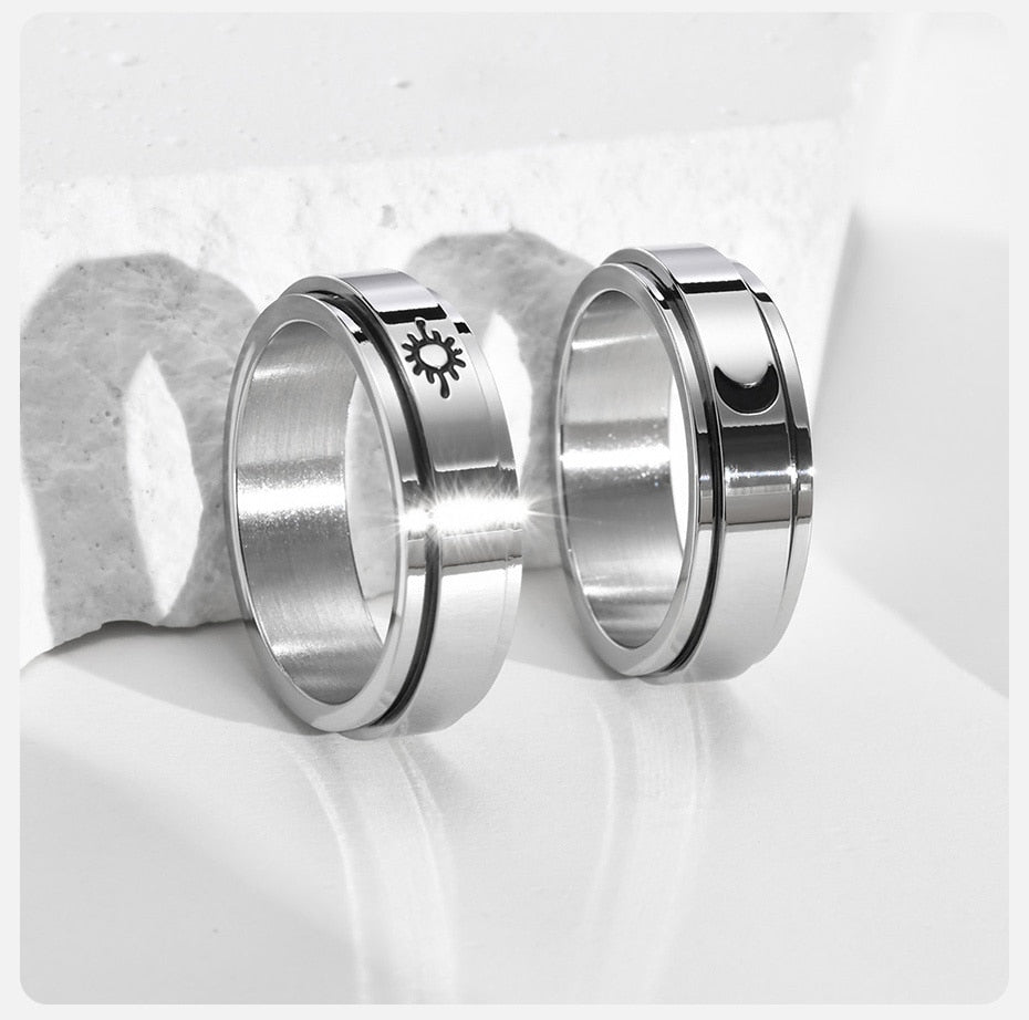 6mm Moon & Sun Matching Rotatable Spinner Rings