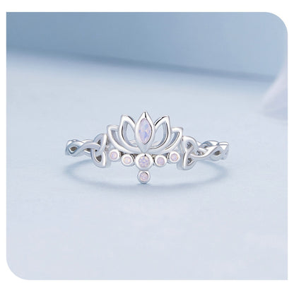Elegant Lotus Flower Boho 925 Sterling Silver Women's Ring