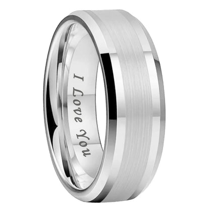 6mm & 8mm Centre Brushed & Polished Edge Tungsten Unisex Rings (2 Colors)
