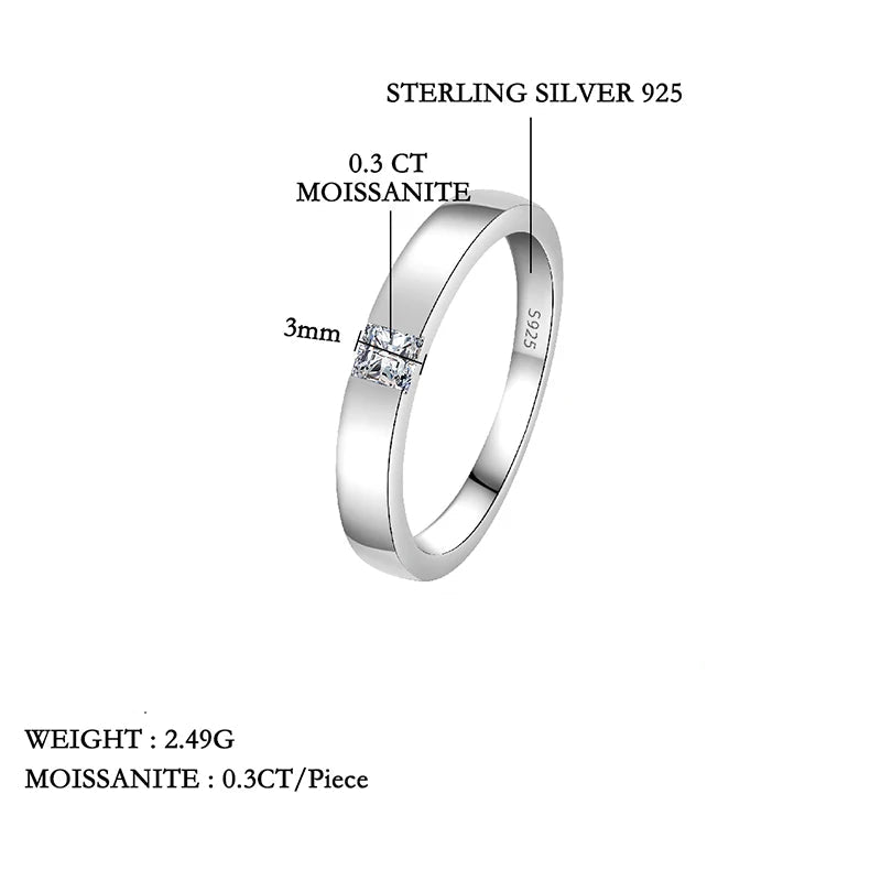 Unisex Minimalist Lab-Created Stone Ring — Silver-Finish Bezel Set Wedding & Promise Band