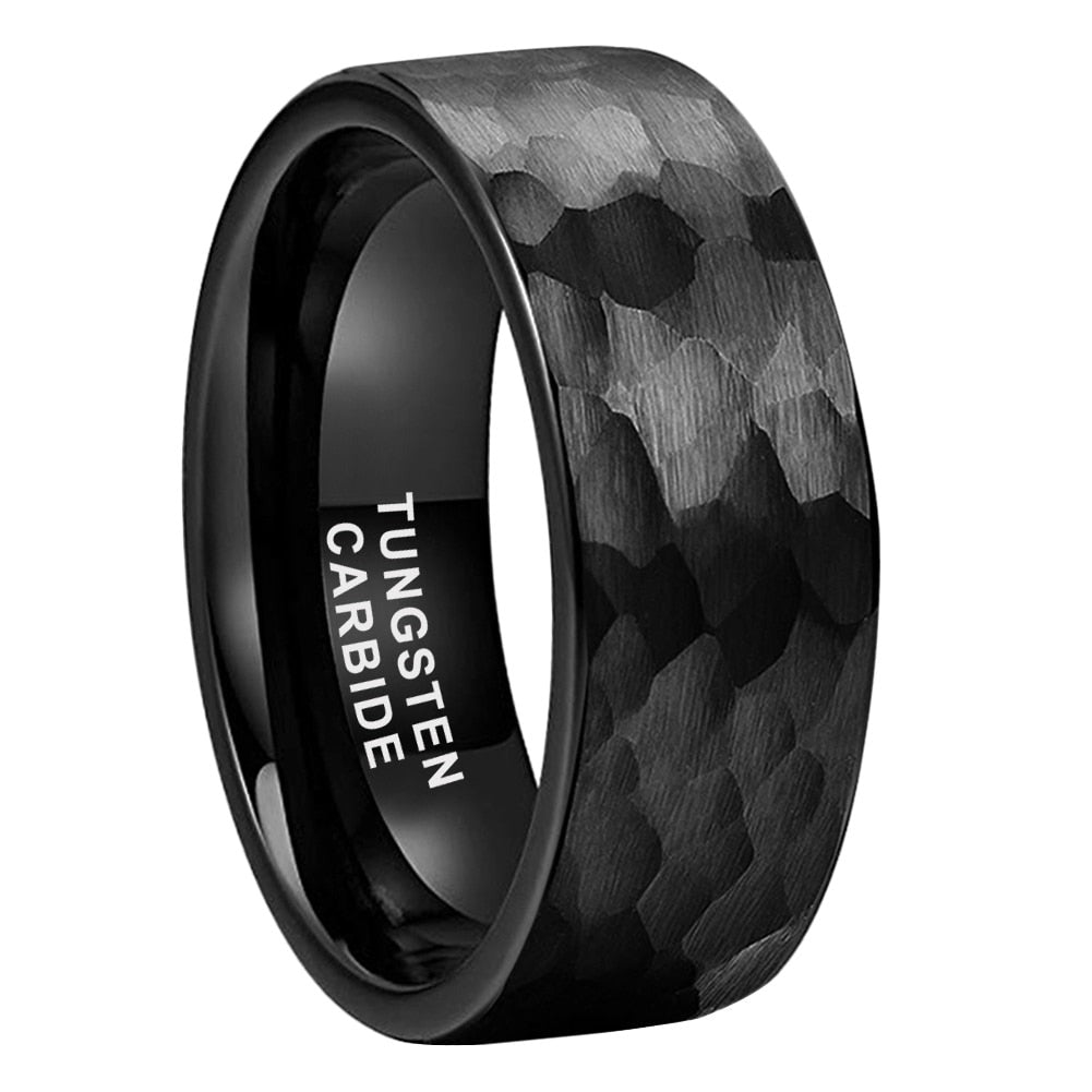 6mm, 8mm I Love You Engraved Hammered Tungsten Unisex Ring