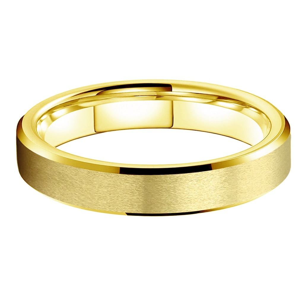 4mm Gold Color Brushed Tungsten Unisex Ring