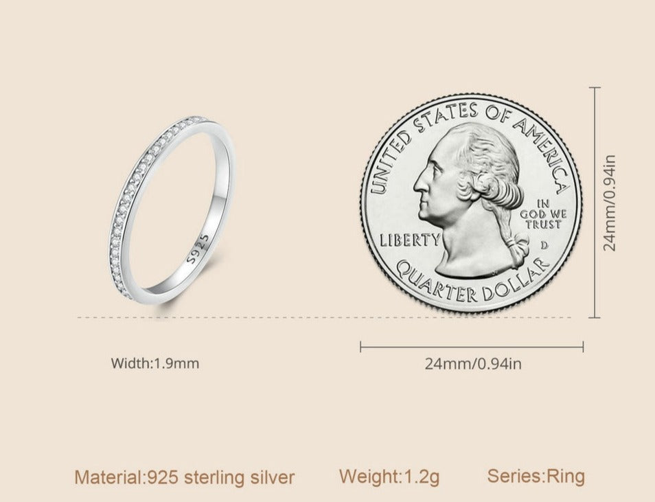 Eternity Moissanite 925 Sterling Silver Rings Women's Ring