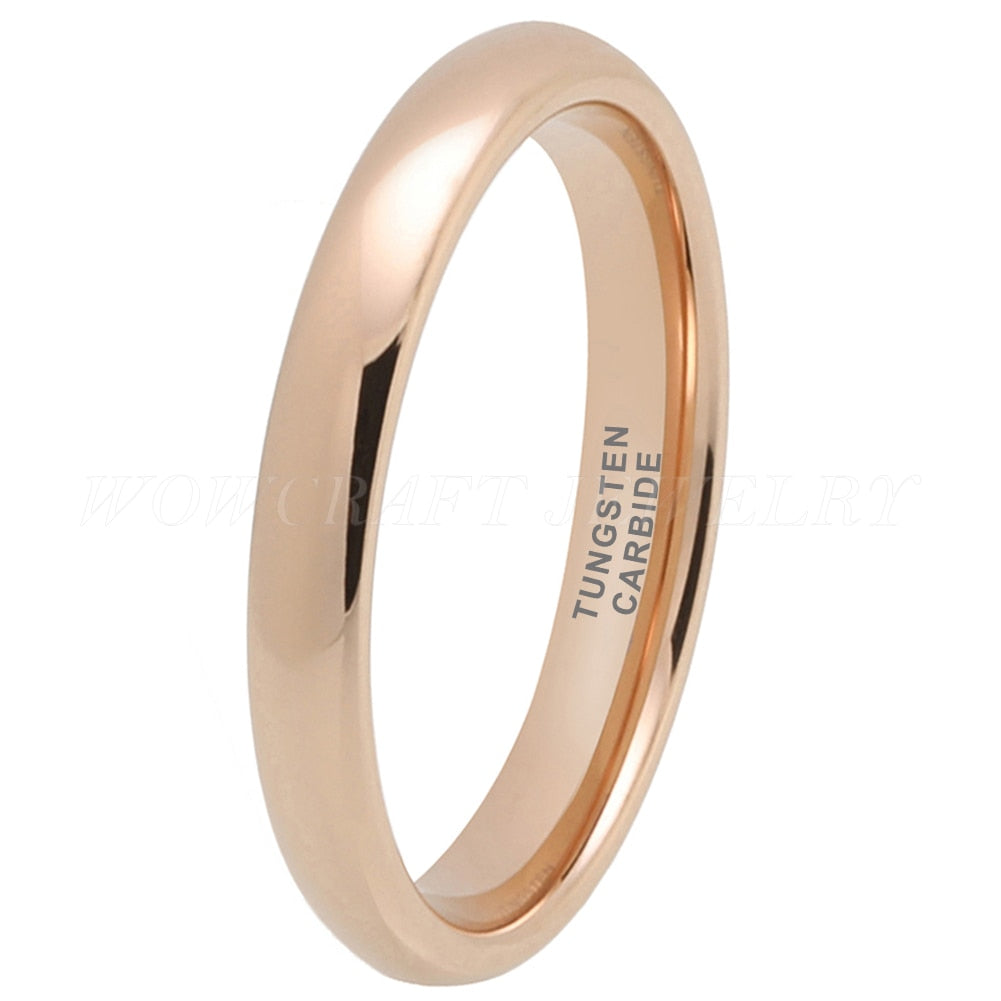 3mm, 5mm, 7mm Polished Rose Gold Tungsten Unisex Ring