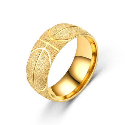 8mm Basketball Sports Stainless Steel Frosted Unisex Rings ( 3 colors)