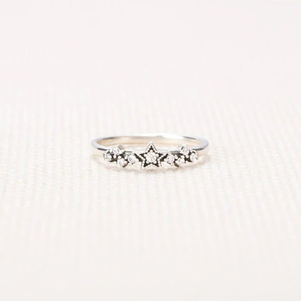 Retro Star 925 Sterling Silver Stackable Finger Ring