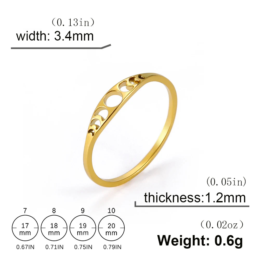 Dainty Lunar Moon Phase Ring - Minimalist Celestial Band in Gold & Silver