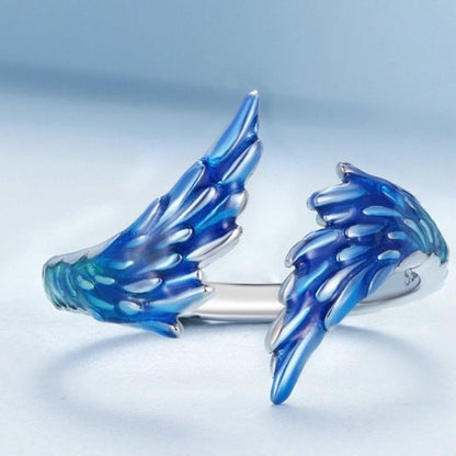 Blue Guardian Wings 925 Sterling Silver Women's Ring