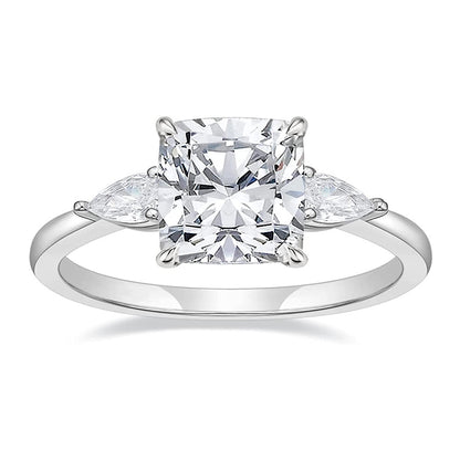 3.5CT Cushion Cut 3-Stone 925 Sterling Silver Women's Ring