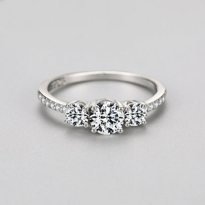 1ct Round Cut Cubic Zirconia Diamond 925 Sterling Silver Women's Ring