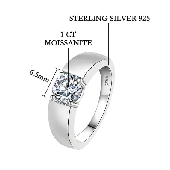 Silver ring with moissanite gemstone