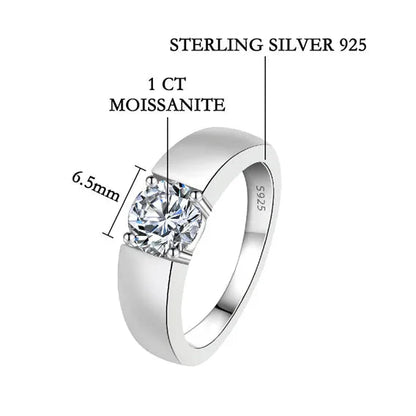 Silver ring with moissanite gemstone