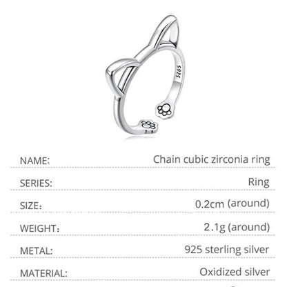 Sterling Silver Cat Ears Ring – Minimalist Feline Symbol (Women’s) - Promise Rings