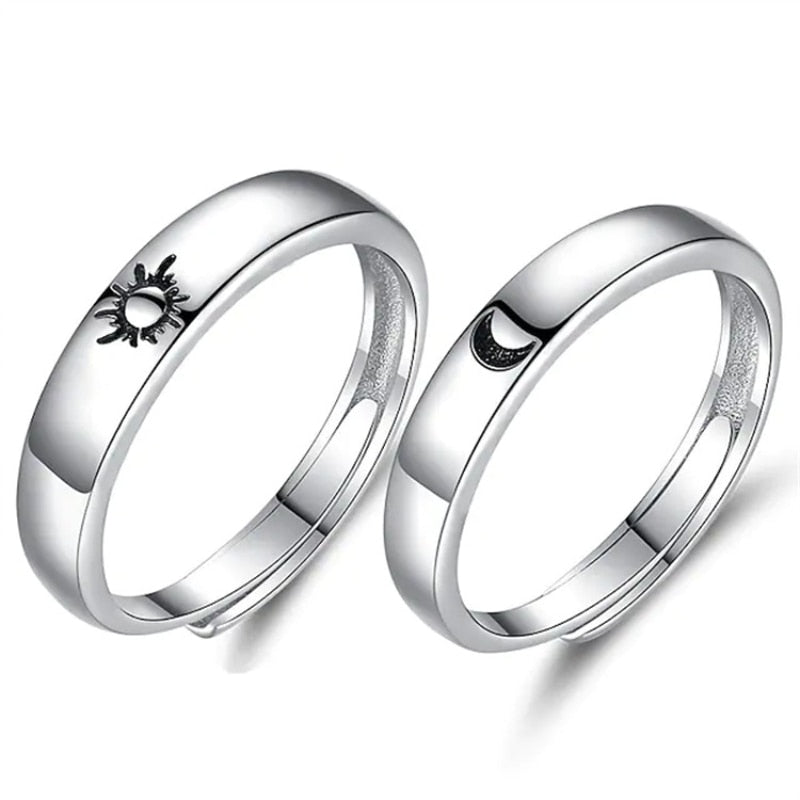 Sun & Moon 925 Silver Unisex Rings - Promise Rings