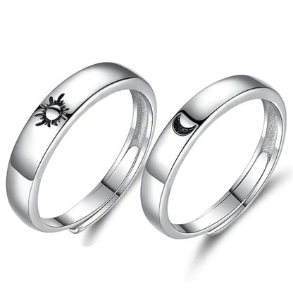 Sun & Moon 925 Silver Unisex Rings - Promise Rings