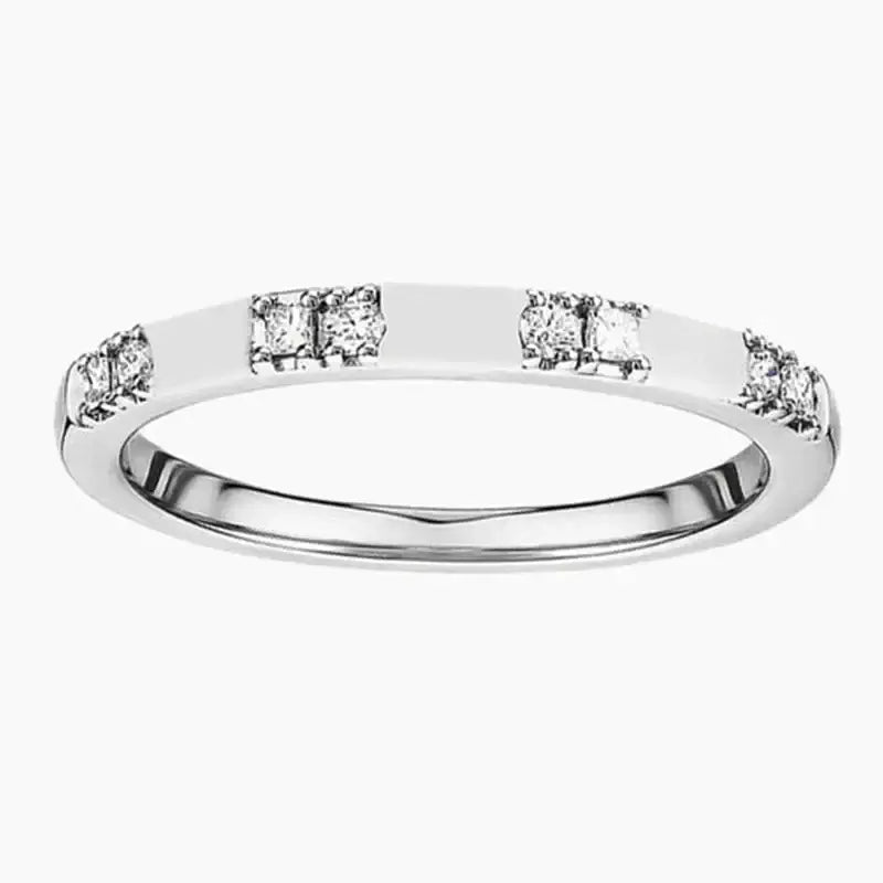 4mm Silver Cubic Zirconia Inlaid Stackable Ring – Elegant Sparkle & Symbolism (Women’s) - Promise Rings