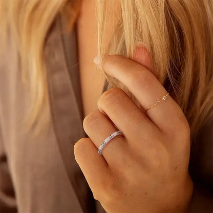 4mm Silver Cubic Zirconia Inlaid Stackable Ring – Elegant Sparkle & Symbolism (Women’s) - Promise Rings