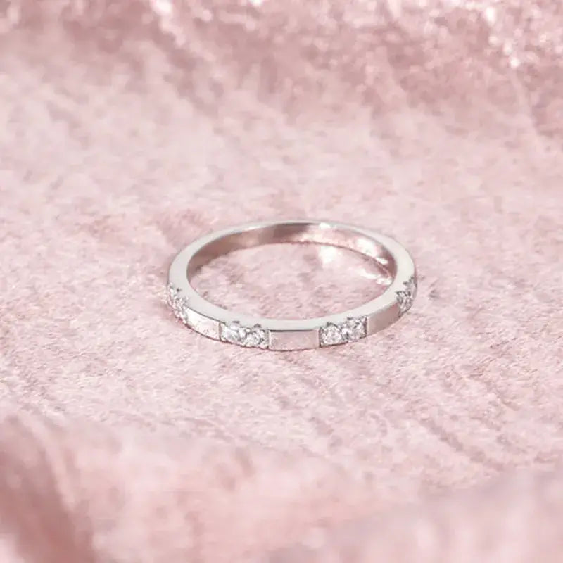 4mm Silver Cubic Zirconia Inlaid Stackable Ring – Elegant Sparkle & Symbolism (Women’s) - Promise Rings