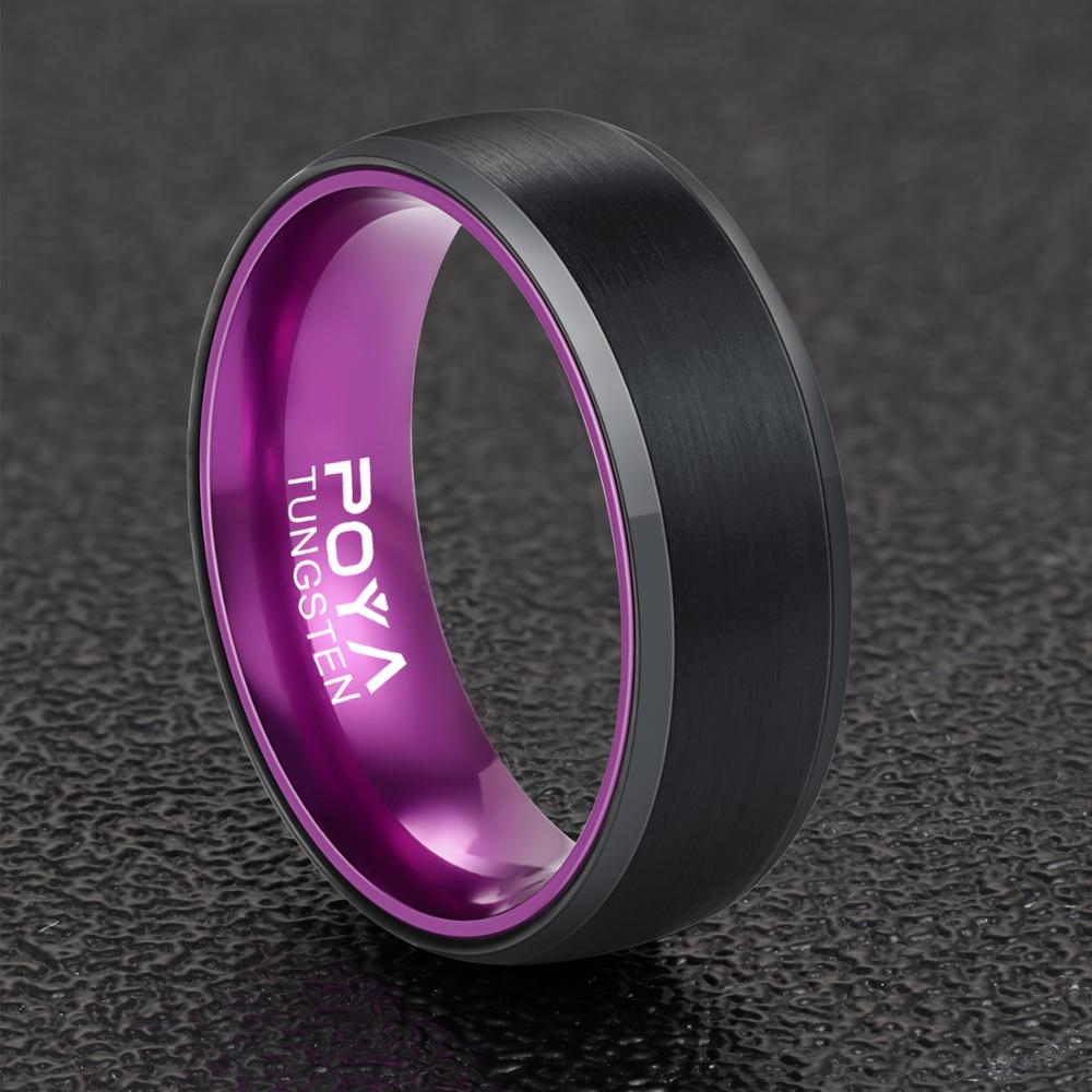 8mm Purple & Black Polished Anodised Aluminum & Tungsten Men's Ring (5 Other Colors)