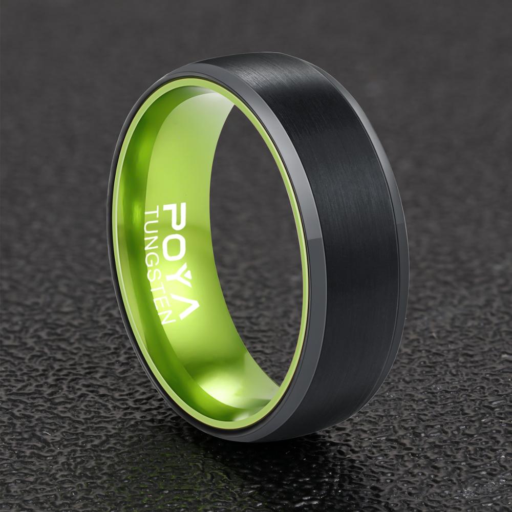 8mm Green & Black Polished Anodised Aluminum & Tungsten Men's Ring (5 Other Colors)