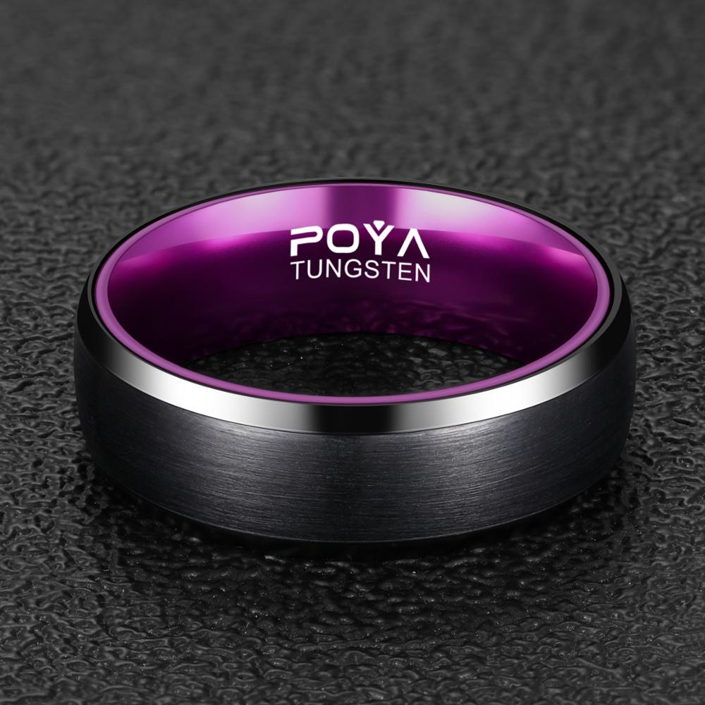 8mm Purple & Black Polished Anodised Aluminum & Tungsten Men's Ring (5 Other Colors)
