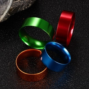 8mm White Ceramic & Red Polished Anodised Aluminum Unisex Ring (5 Other Colors)