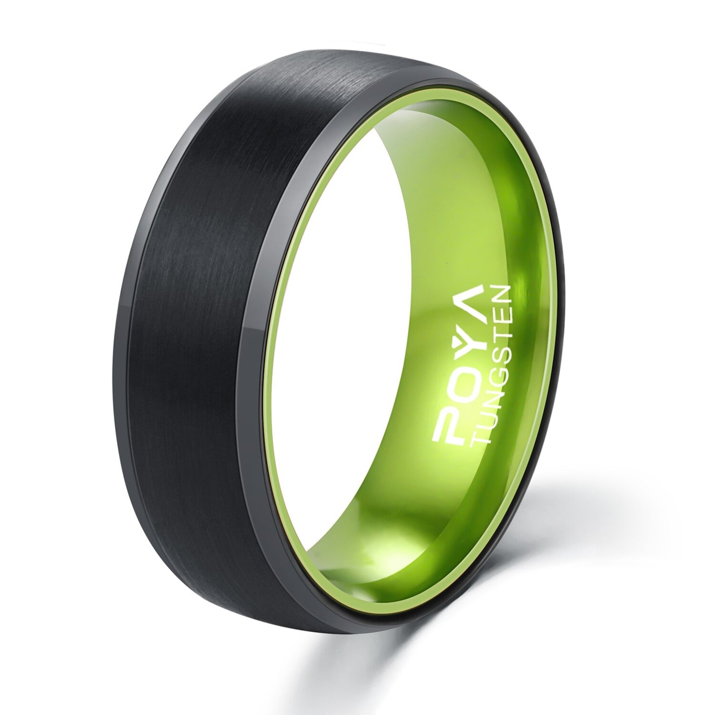 8mm Green & Black Polished Anodised Aluminum & Tungsten Men's Ring (5 Other Colors)