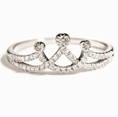 5mm Silver Zircon Princess Crown Ring – Royal Elegance & Empowerment (Women’s) - Promise Rings