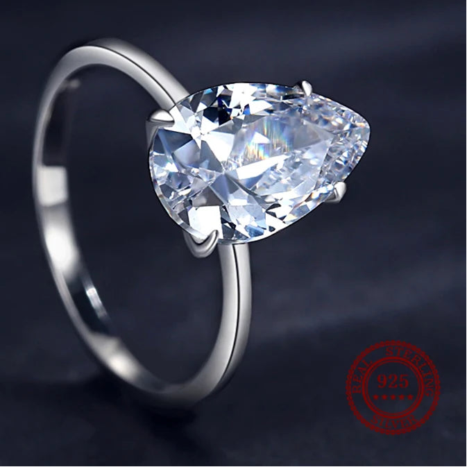 pear-cut clear cubic zircon rings