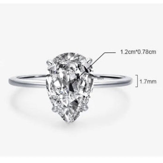 pear cut womens CZ ring