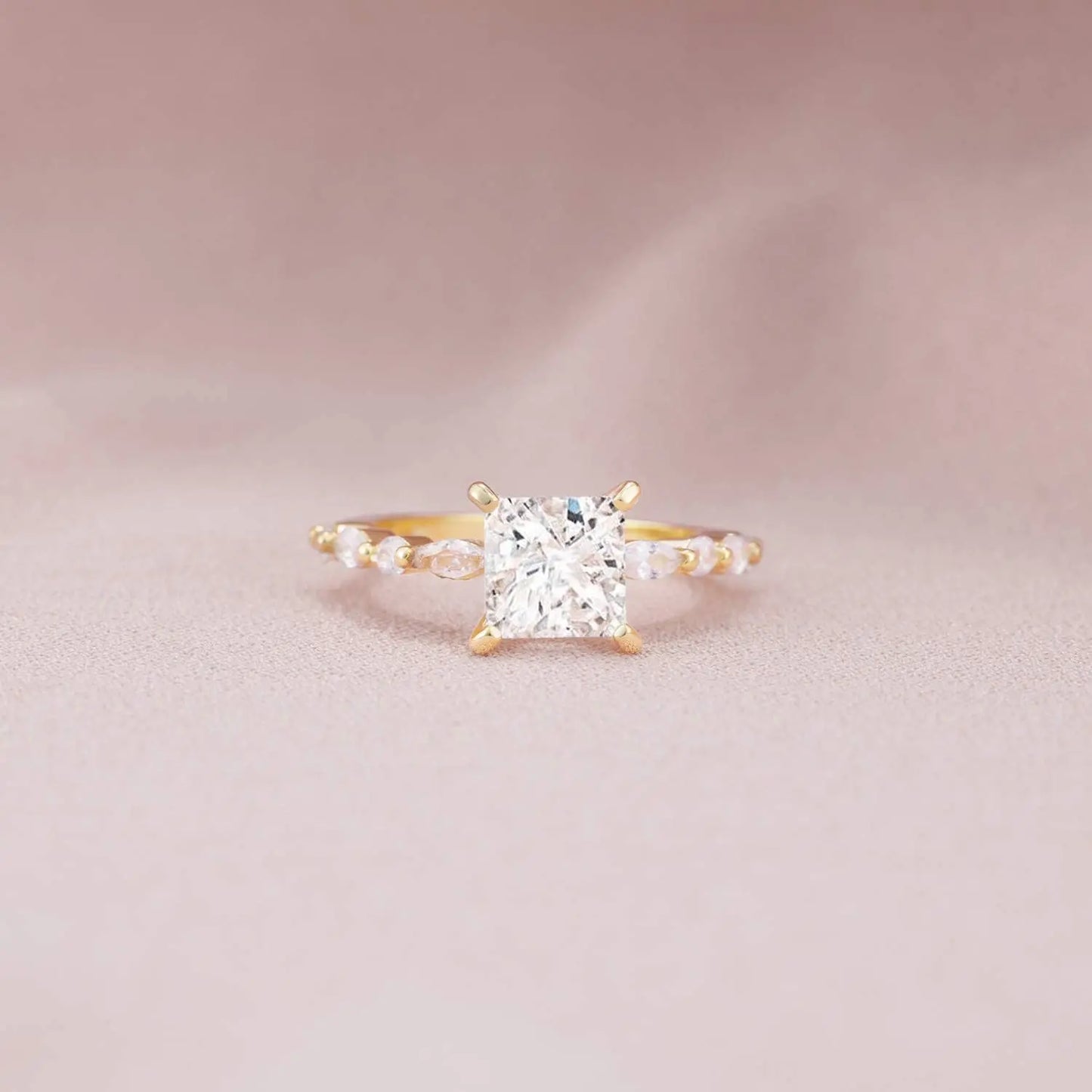 princess cut solitaire gold ring 