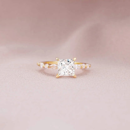 princess cut solitaire gold ring 