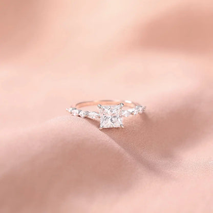 sterling silver women's engagement ring with cz stone