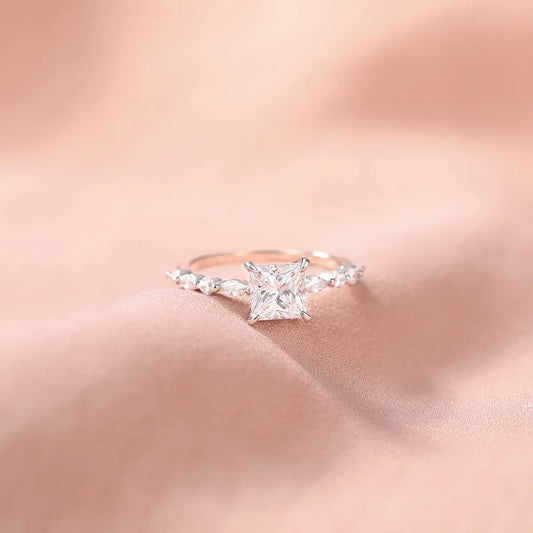 sterling silver women's engagement ring with cz stone