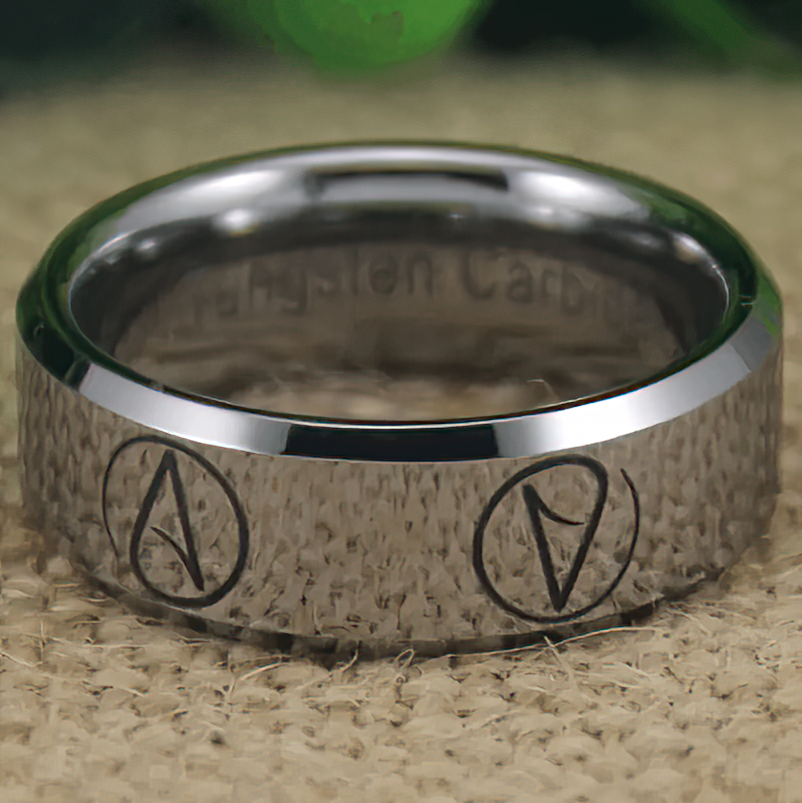 8mm Atheist Atheism Secularist Silver Tungsten Unisex Ring