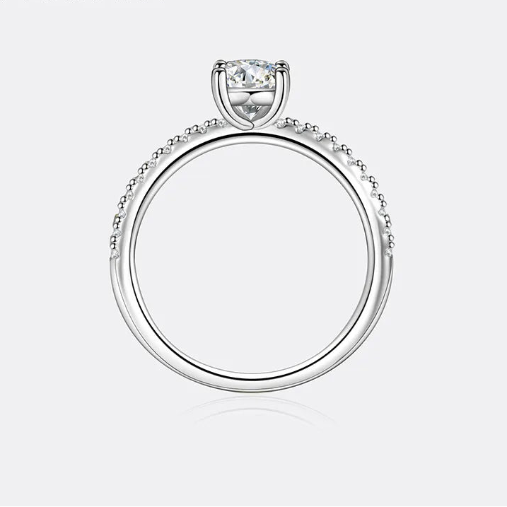 womens silver ring with moissanite gemstone