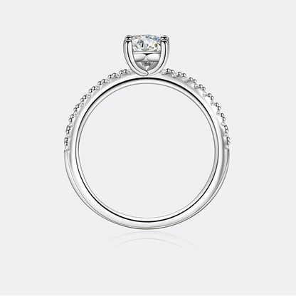 womens silver ring with moissanite gemstone