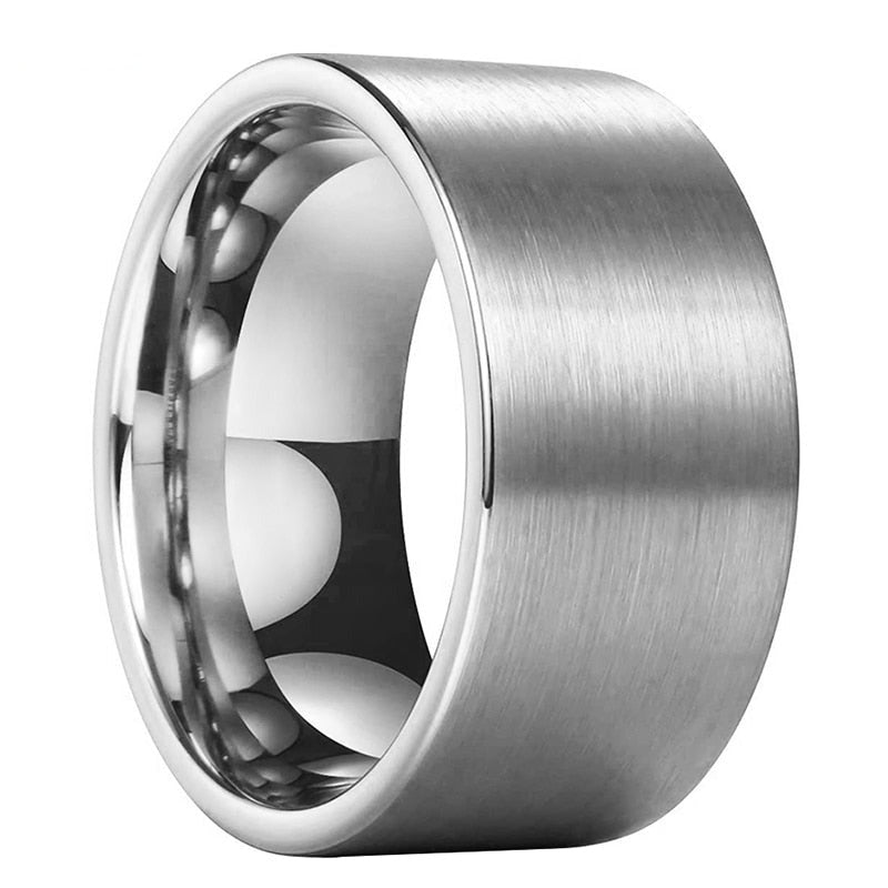10mm, 12mm Big Wide Flat Shape Brushed Men's Ring - Promise Rings