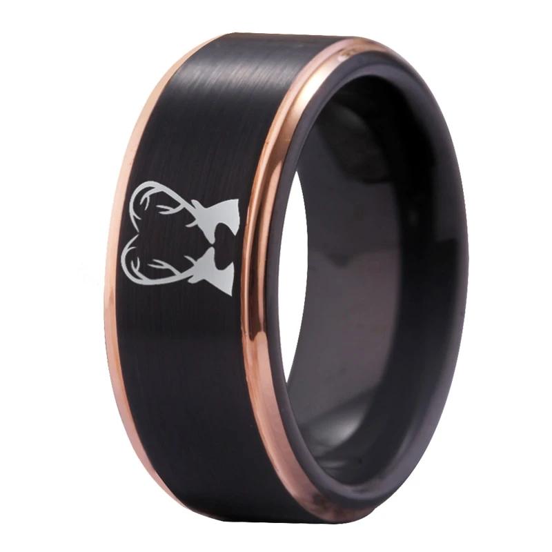 10mm Deer Heart Design Tungsten Unisex Ring - Promise Rings