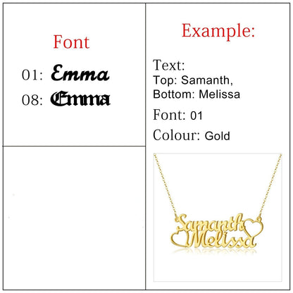 18K Gold Personalized Double Name Necklace