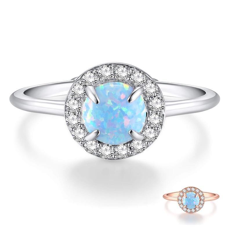 2mm Blue Fire Opal 925 Sterling Silver Women's Ring (2 colors) - Promise Rings
