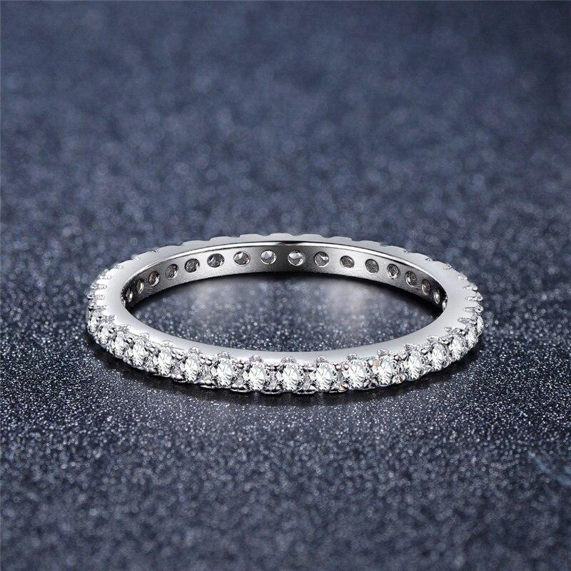 2mm Stackable Cubic Zirconias 925 Sterling Silver Womens Rings