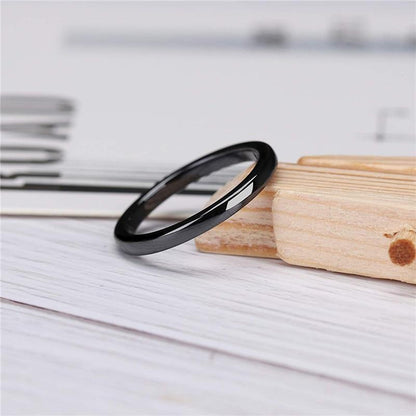 2mm Thin Simple High Polished Ceramic Unisex Ring