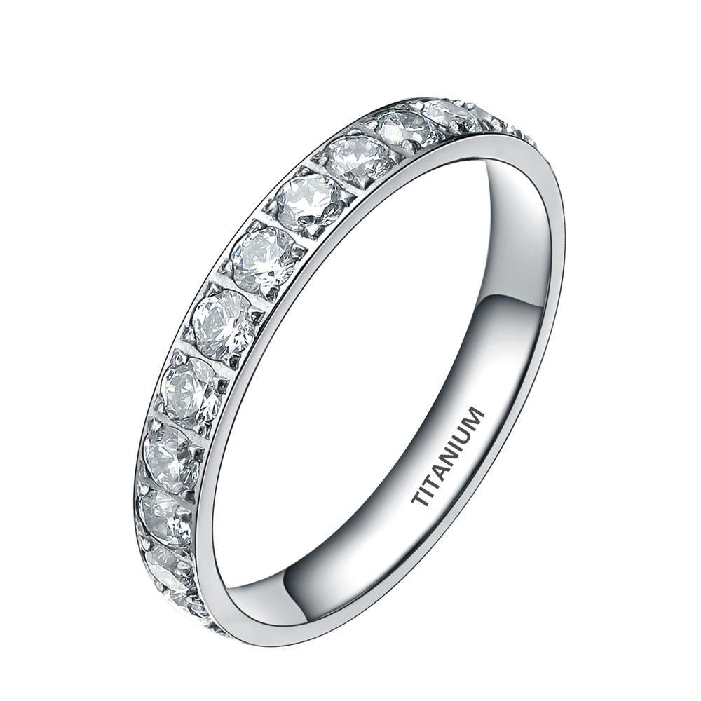 3mm Cubic Zirconia Titanium Womens Eternity Ring - Promise Rings