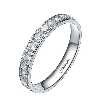 3mm Cubic Zirconia Titanium Womens Eternity Ring - Promise Rings