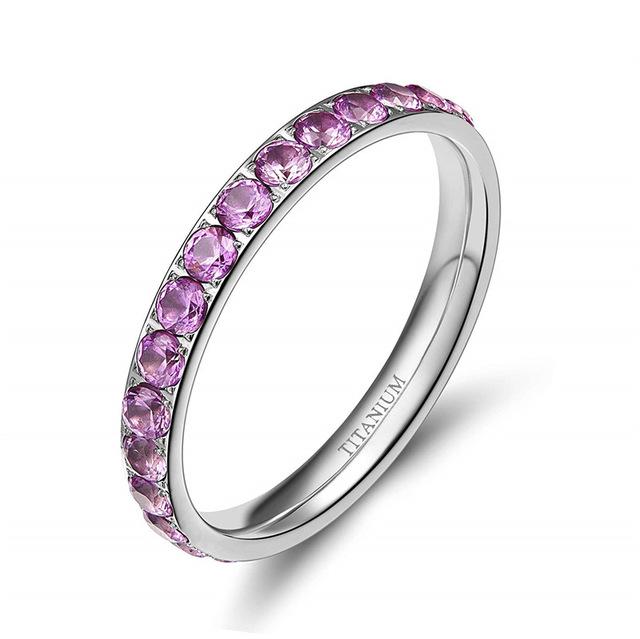 3mm Cubic Zirconia Womens Titanium Ring (5 Colors) - Promise Rings
